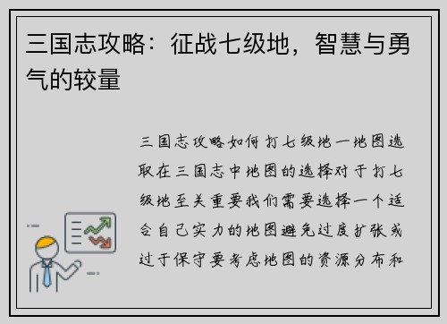三国志攻略：征战七级地，智慧与勇气的较量